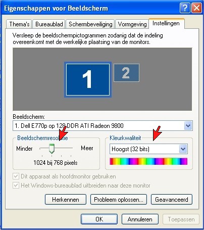 Aanbevolen instellingen